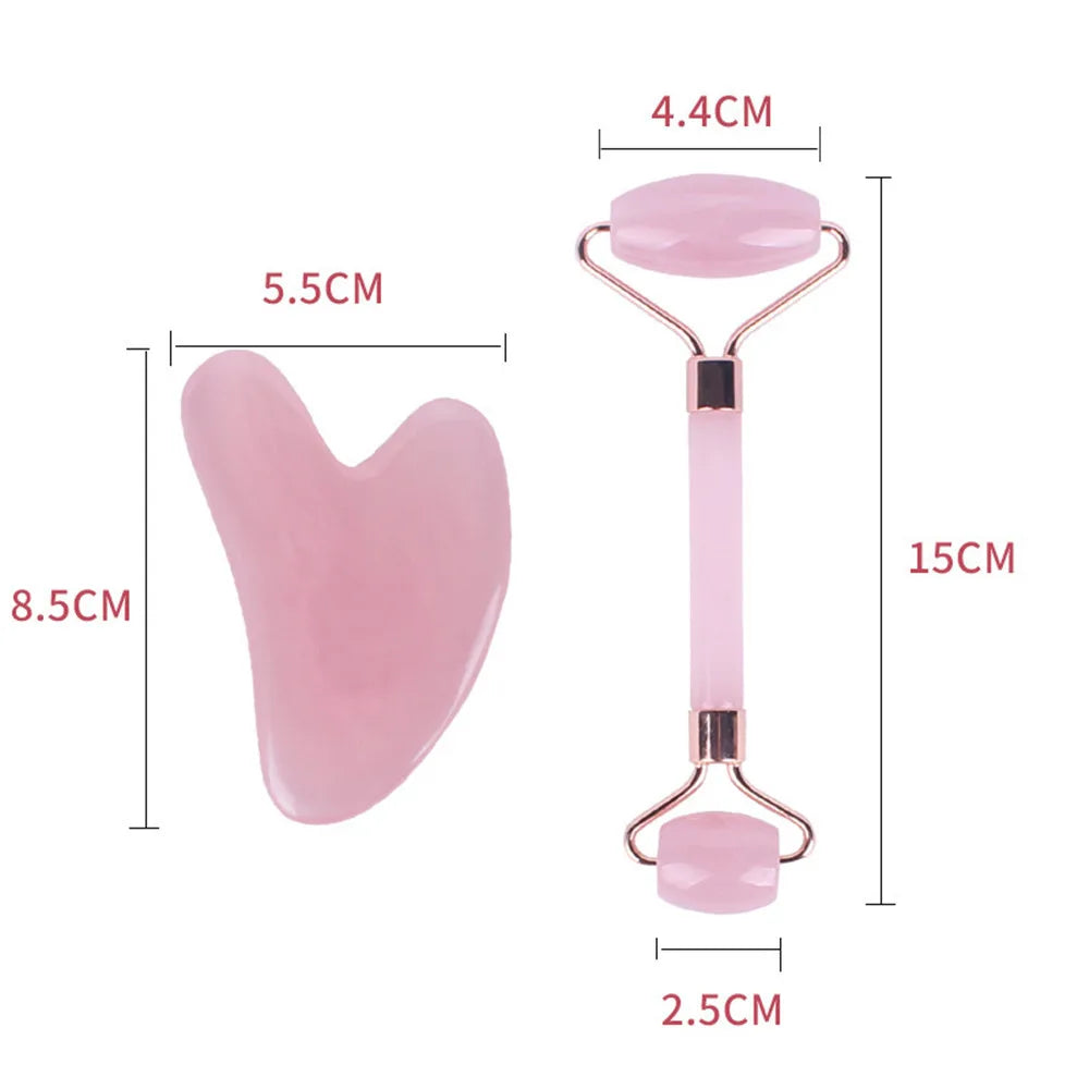Rouleau de Jade en résine rose pour le visage, Jade Gua Sha, Quartz Rose, pour le vieillissement, les rides et les poches, ensemble de Massage, 1 pièce