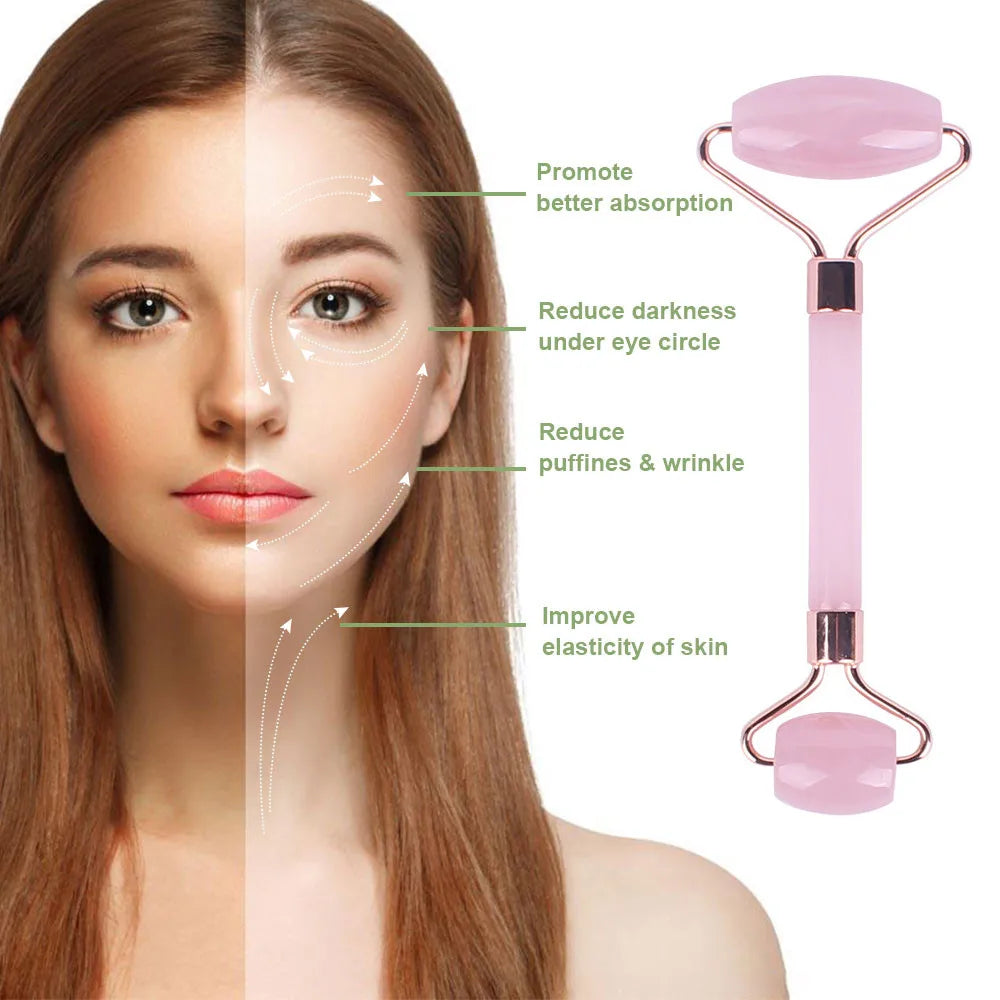 Rouleau de Jade en résine rose pour le visage, Jade Gua Sha, Quartz Rose, pour le vieillissement, les rides et les poches, ensemble de Massage, 1 pièce