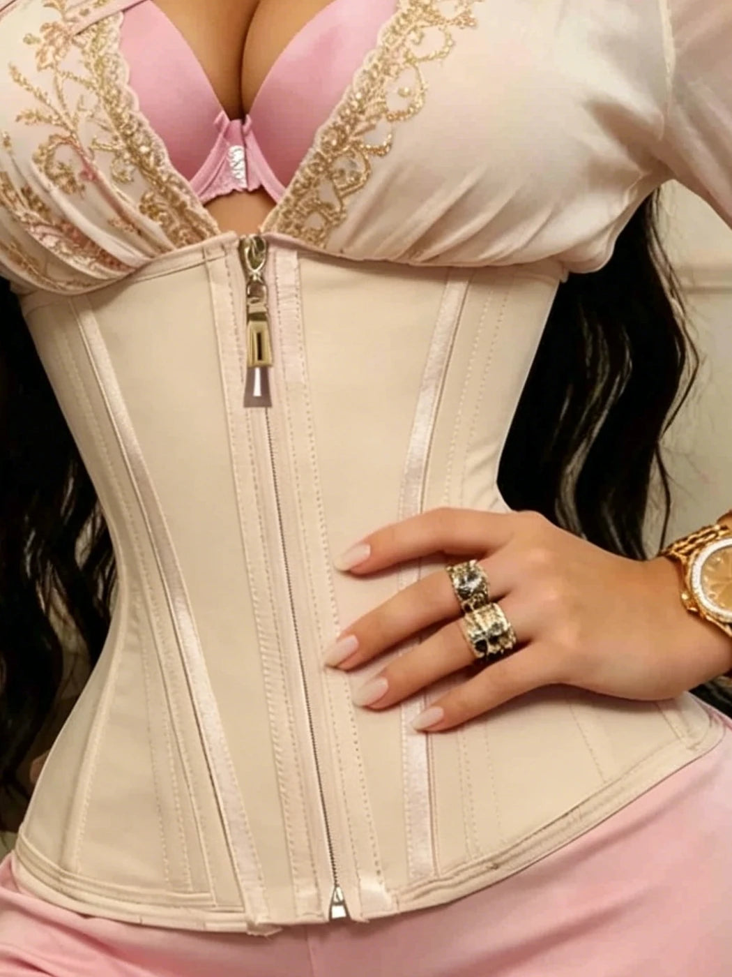 Ceinture amincissante pour femme avec triple bouton et fermeture éclair, effet taille visible durable, accessoire de mode