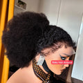 Perruques sans colle en cheveux humains Afro Kinky Curly avec bordures 4C, perruque frontale en dentelle 13x6, prête à porter, avec fermeture en dentelle HD 4x4 pour femmes, pré-épilée