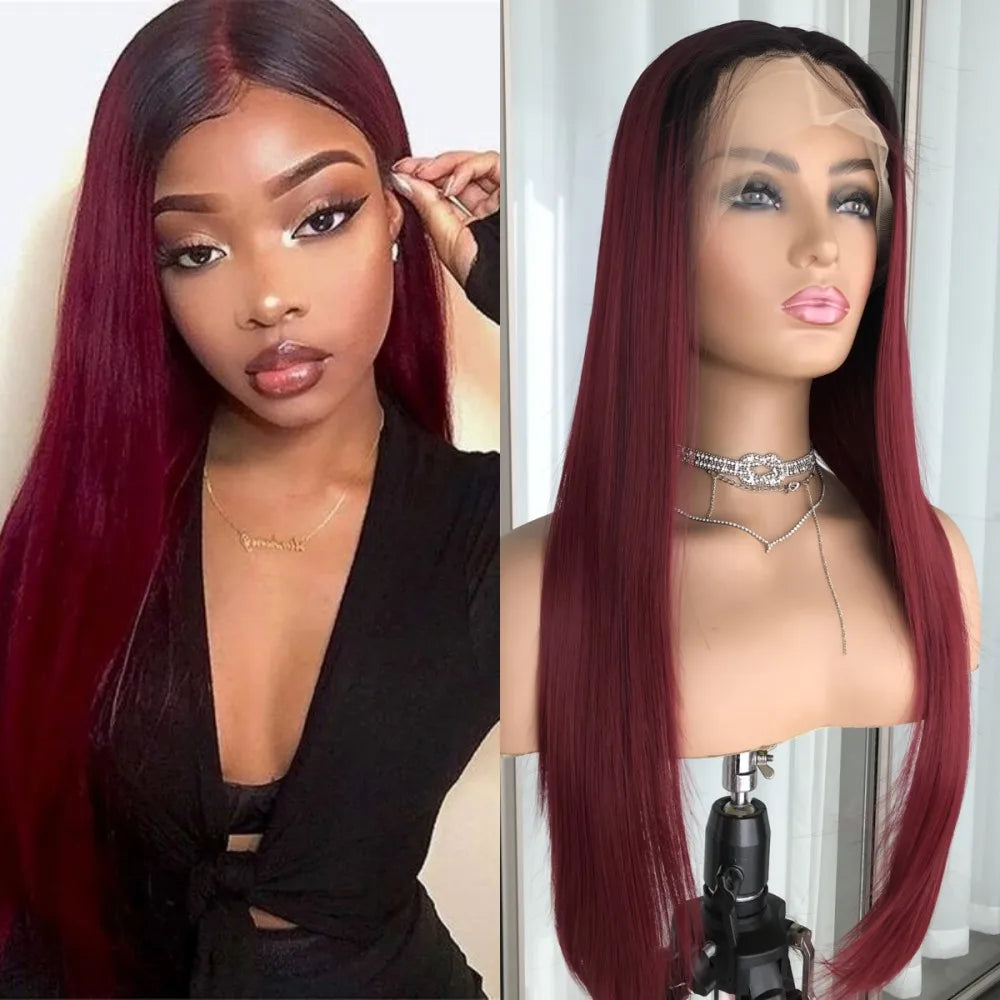 Perruque Lace Front Wig synthétique lisse à reflets blond platine, perruque Lace Frontal Wig 13x4 pouces pour femmes, perruque de couleur Blonde pré-épilée