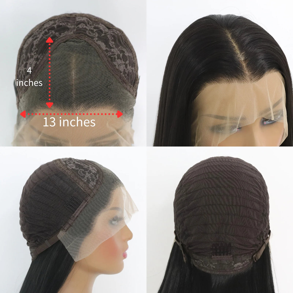 Perruques avant en dentelle 13*4, perruques droites avec perruques de cheveux synthétiques de haute qualité et bonne Texture