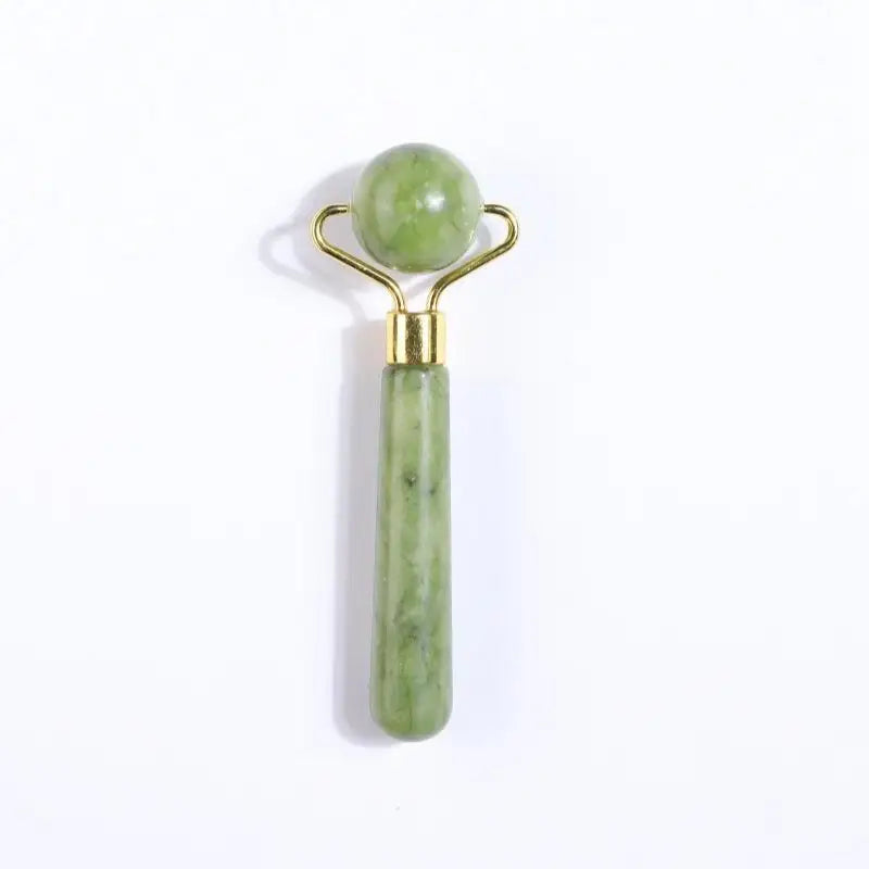 Ensemble de rouleaux de jade naturel et Gua Sha, massager facial artisanal en jade véritable pour le soin du visage, du cou et des yeux, 1/2 pièces
