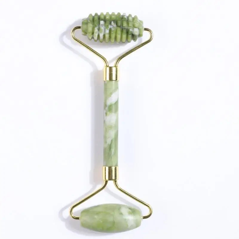 Ensemble de rouleaux de jade naturel et Gua Sha, massager facial artisanal en jade véritable pour le soin du visage, du cou et des yeux, 1/2 pièces