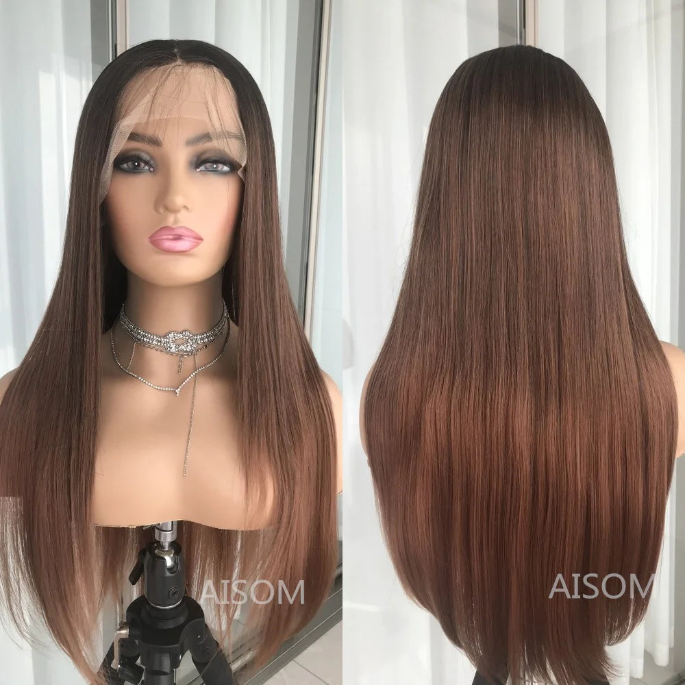 Perruque Lace Front Wig synthétique lisse à reflets blond platine, perruque Lace Frontal Wig 13x4 pouces pour femmes, perruque de couleur Blonde pré-épilée