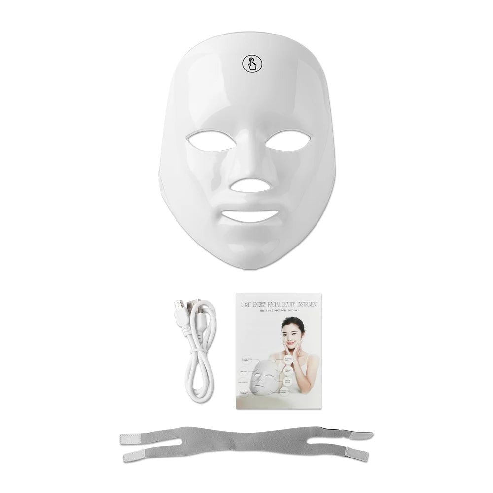 Masque facial LED rechargeable 7 couleurs LED thérapie photonique masque de beauté rajeunissement de la peau maison Lifting du visage dispositif de beauté blanchissant