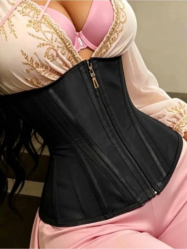Ceinture amincissante pour femme avec triple bouton et fermeture éclair, effet taille visible durable, accessoire de mode