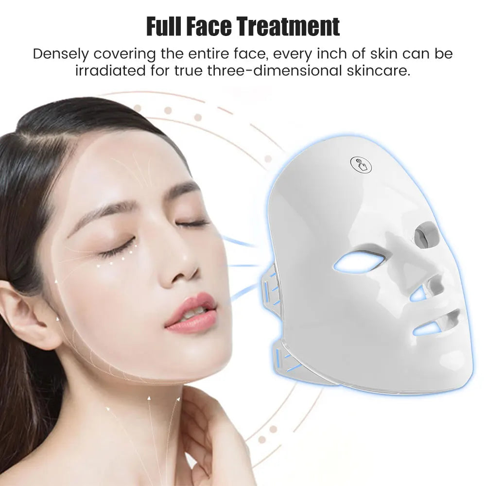 Masque facial LED rechargeable 7 couleurs LED thérapie photonique masque de beauté rajeunissement de la peau maison Lifting du visage dispositif de beauté blanchissant