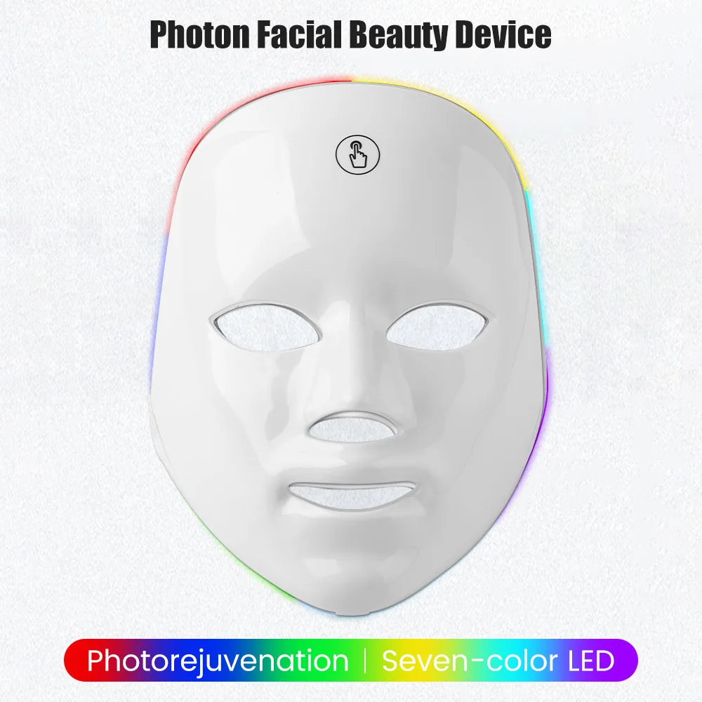 Masque facial LED rechargeable 7 couleurs LED thérapie photonique masque de beauté rajeunissement de la peau maison Lifting du visage dispositif de beauté blanchissant
