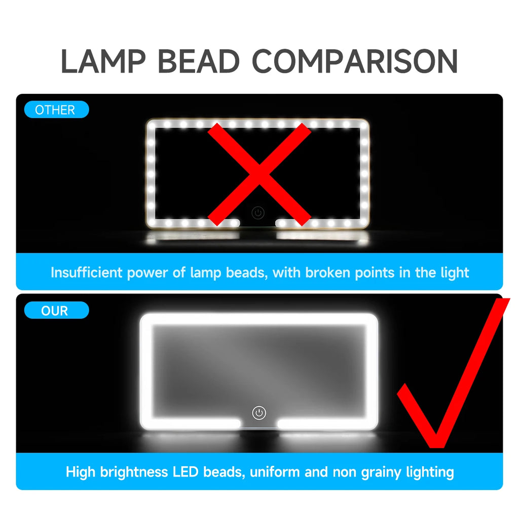 Miroir de maquillage LED HD pour voiture, pare-soleil suspendu, Ultra fin, Charge USB, miroir cosmétique Autom, écran tactile, lumière variable