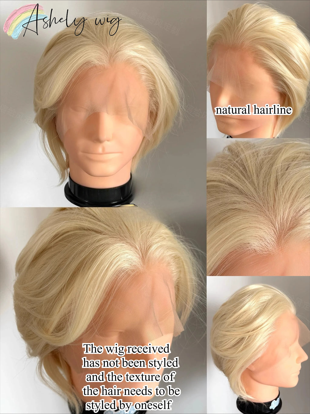 Perruque Lace Front Wig synthétique courte Blonde pour hommes, 13x4, cheveux de haute qualité, plusieurs couleurs disponibles