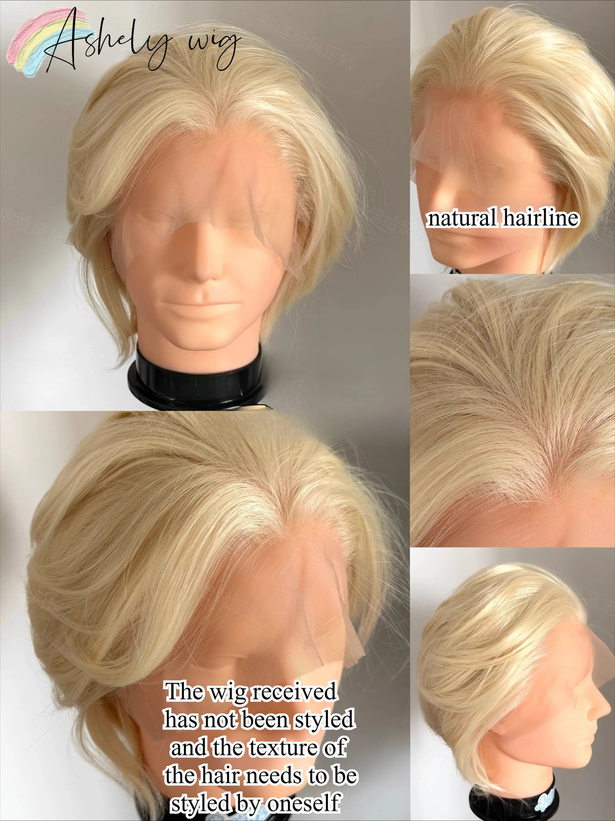 Perruque Lace Front Wig synthétique courte Blonde pour hommes, 13x4, cheveux de haute qualité, plusieurs couleurs disponibles