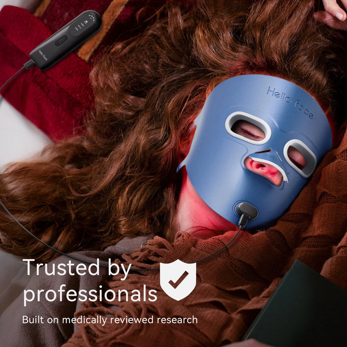 Masque Lumineux Hello Face M500S - Thérapie par Lumière Rouge 4 Modes, 280 LEDs, Batterie 3000mAh, Soin Anti-rides et Acné à Domicile