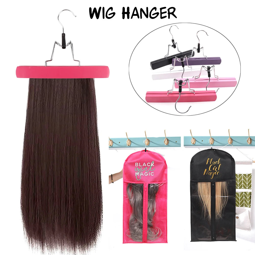 Porte-perruque pour plusieurs perruques, support d'extensions de cheveux, cintre en bois pour trame de cheveux vierges et Extension de cheveux à Clip