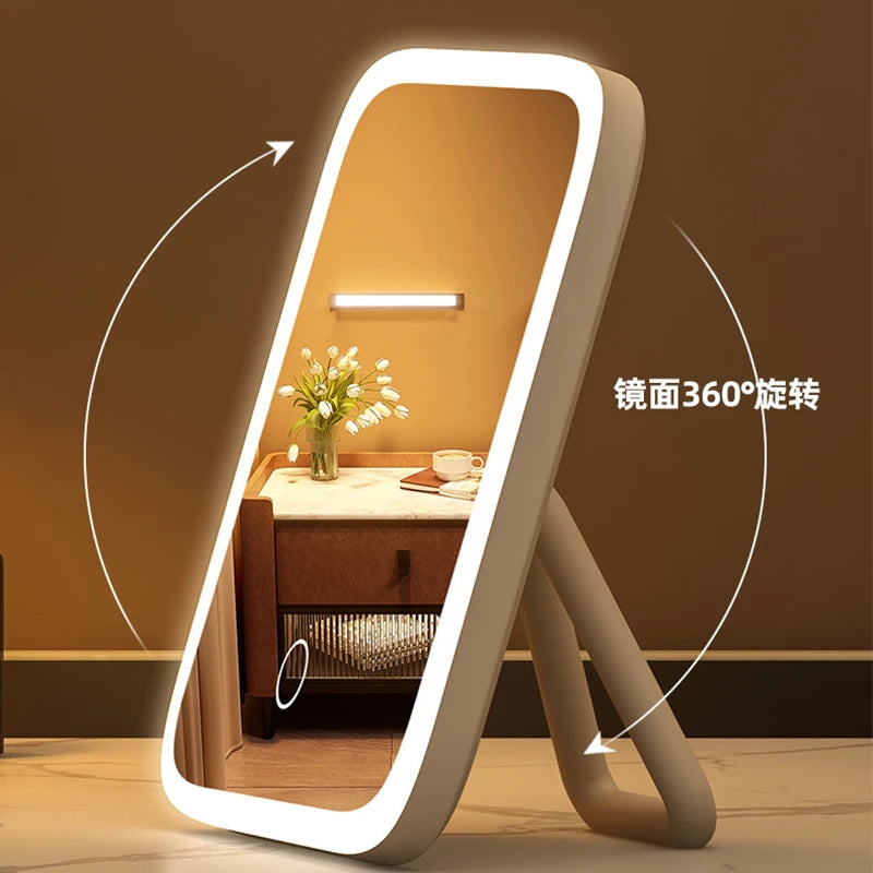 Petit miroir de lumière de remplissage de bureau LED, miroir de maquillage avec lumière, miroir de coiffeuse de chambre de fille, miroir de vanité à 3 lumières de couleur
