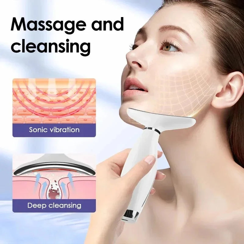 Appareil de beauté facial LED 7 couleurs, massage par vibration, 7 modes, lifting visage et cou, anti-âge, anti-rides, pour usage domestique