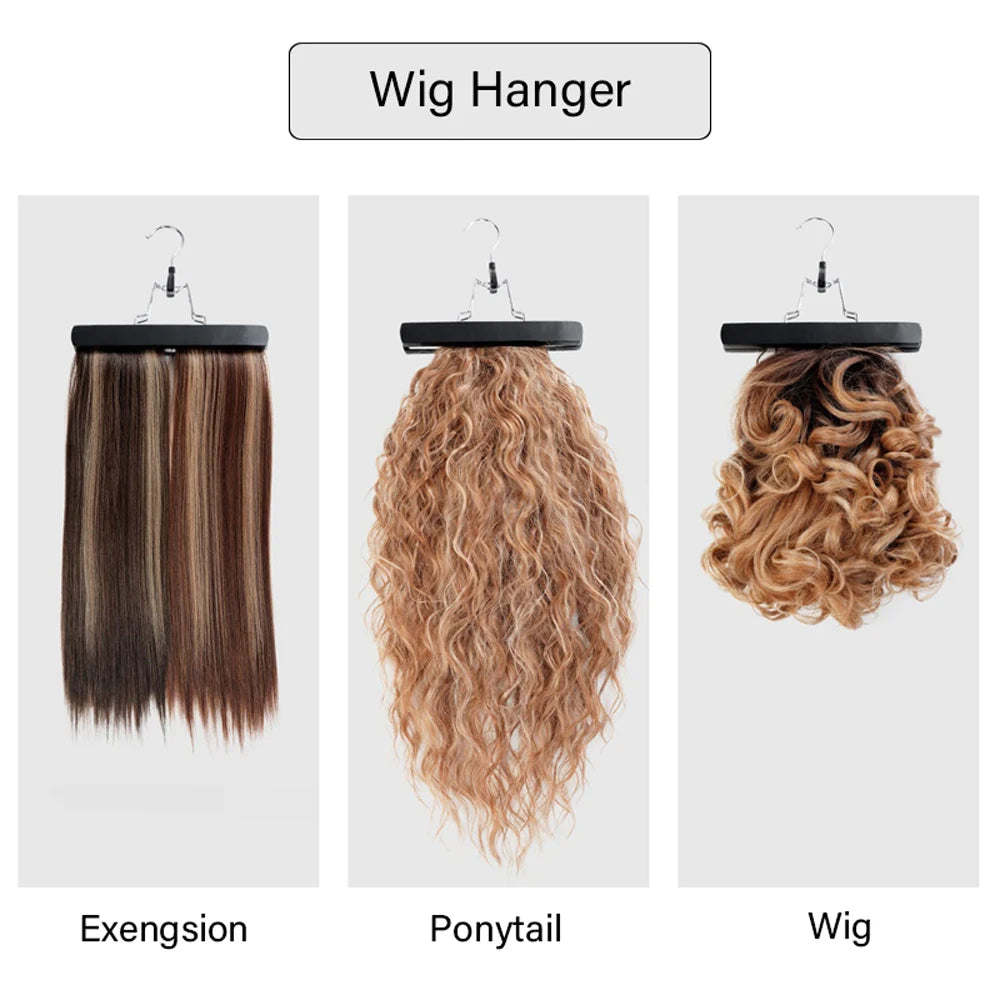 Porte-perruque pour plusieurs perruques, support d'extensions de cheveux, cintre en bois pour trame de cheveux vierges et Extension de cheveux à Clip
