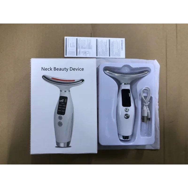 Appareil de beauté facial LED 7 couleurs, massage par vibration, 7 modes, lifting visage et cou, anti-âge, anti-rides, pour usage domestique