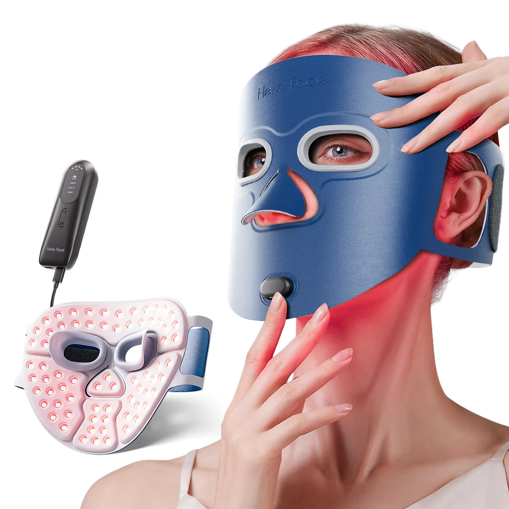 Masque Lumineux Hello Face M500S - Thérapie par Lumière Rouge 4 Modes, 280 LEDs, Batterie 3000mAh, Soin Anti-rides et Acné à Domicile