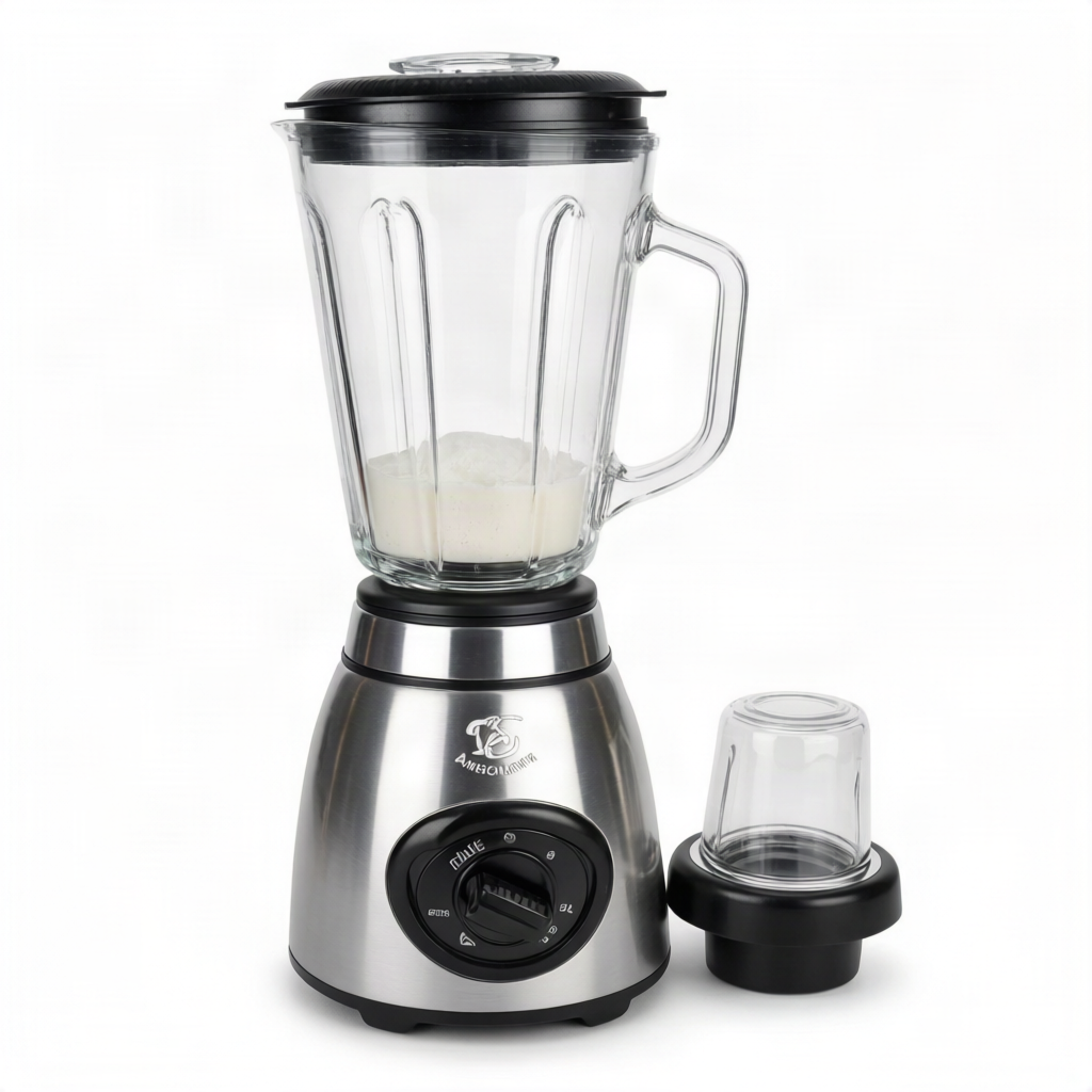 Mixeur Blender Multifonction avec Bol en Verre et Moulin, Blender Puissant pour Smoothies, Soupes et Sauces