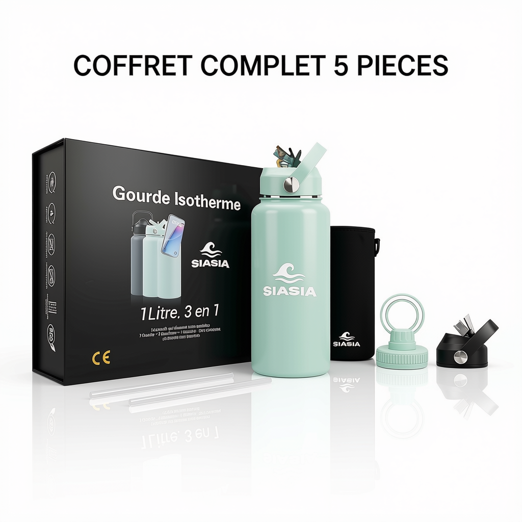 Siasia coffret Gourde Isotherme 1 Litre