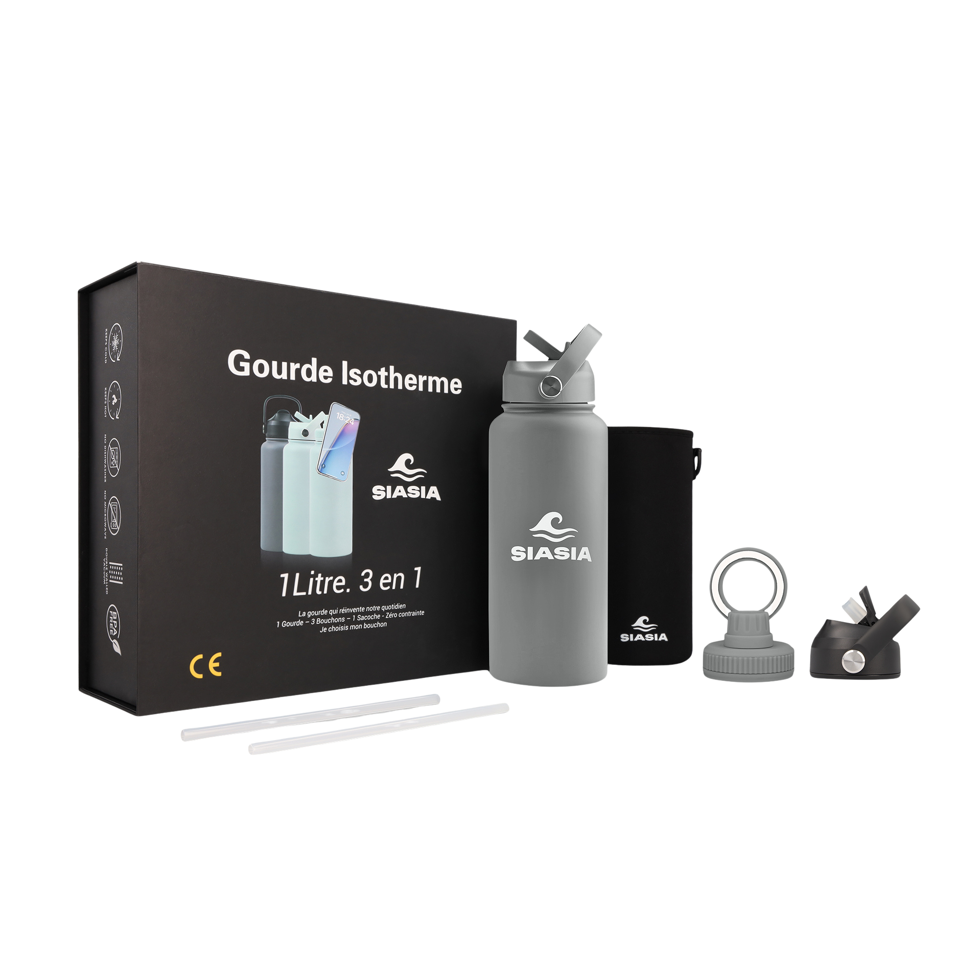 Siasia coffret Gourde Isotherme 1 Litre